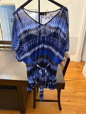 💙 Vibrant & Trendy! Apt. 9 Blue Geometric Mesh Tunic Blouse